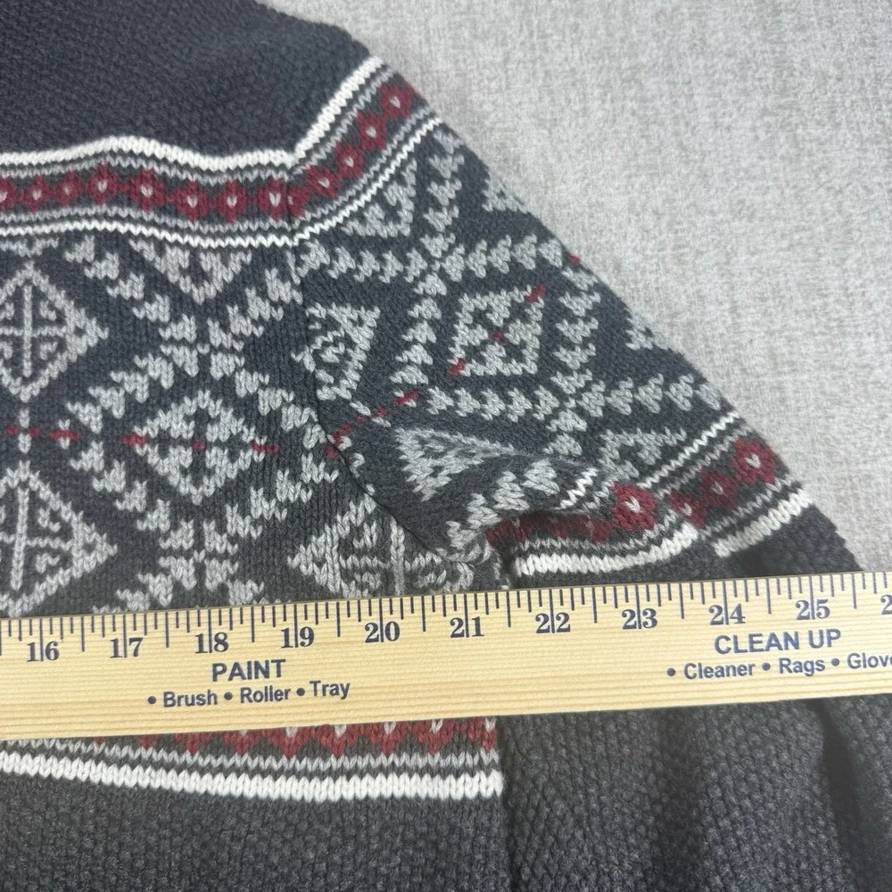 IZOD Men's Large Gray Fair Isle 1/4 Zip Cotton Blend Pullover Sweater